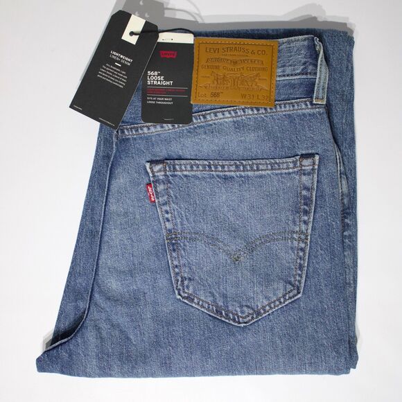 NWT $98 Levi's Premium 568 Loose Straight Linen+ Medium Wash Jeans Men Sz. 31x32 - Picture 5 of 14